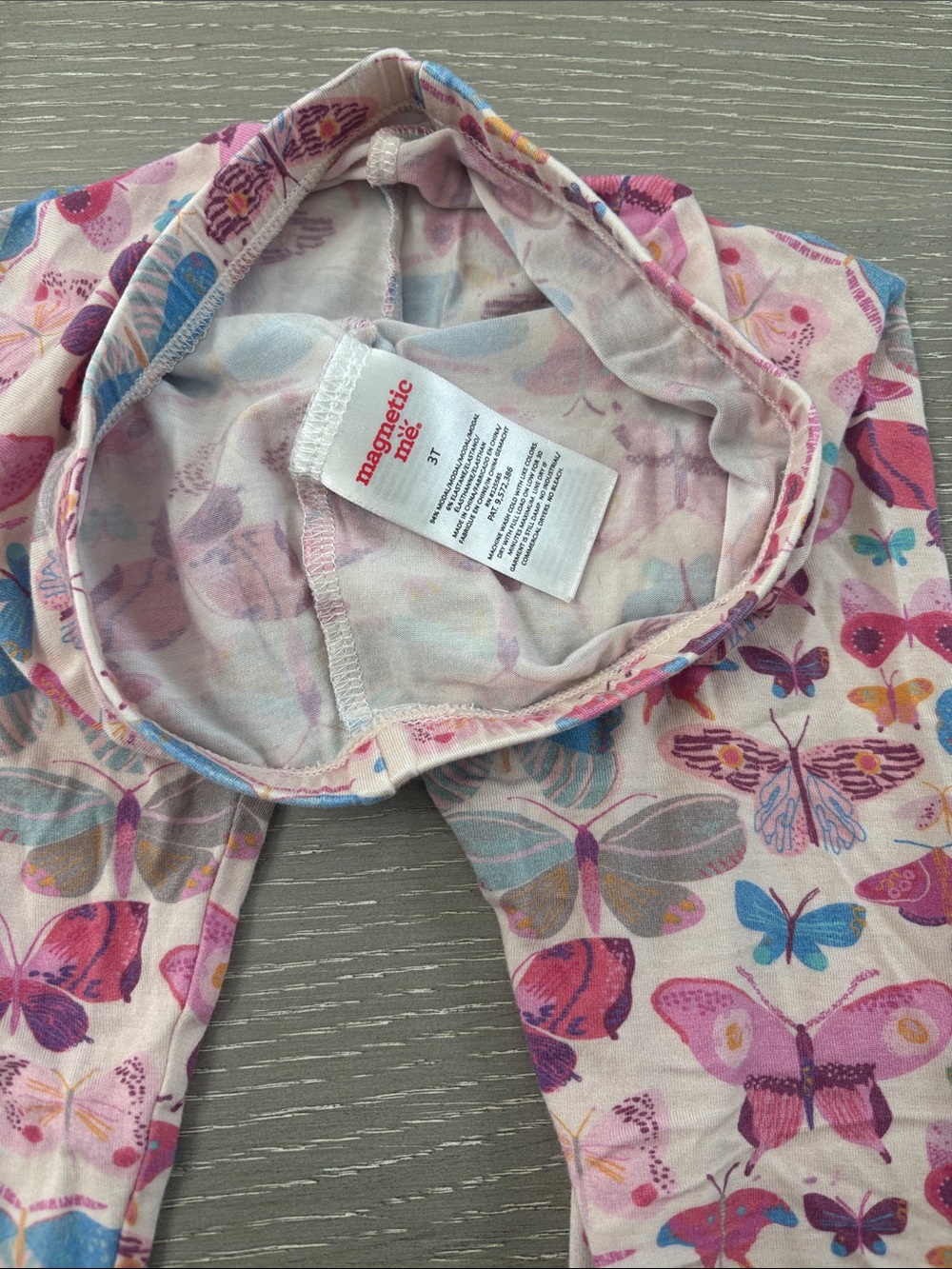 Magnetic Me Pink Butterfly Print Pajama Set 3T - Picture 6 of 8